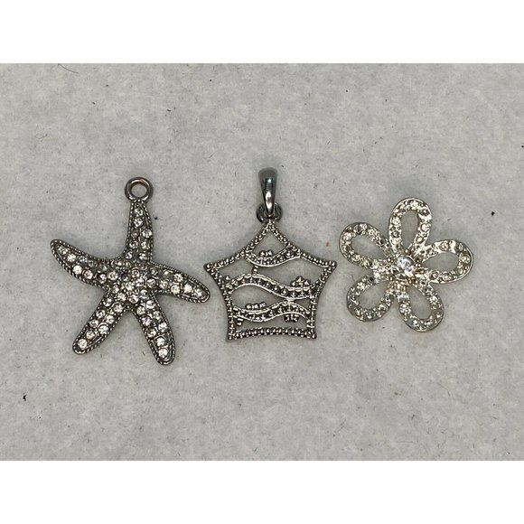 Lot of 3 Silver Tone Rhinestone Pendant Sophia - Picture 2 of 11
